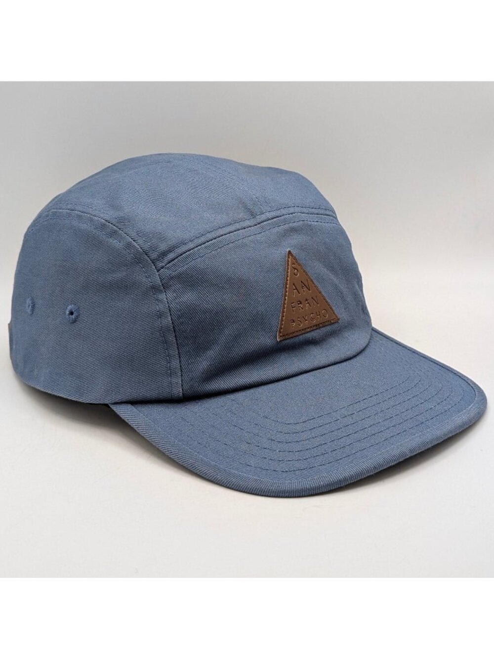San Franpsycho 5 Panel Leather Strap Back Hat Cap Blue Triangle Unisex Psycho